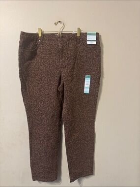 Plus Size Terra & Sky Brown Animal Print High Rise Straight Leg Jeans sz 18 NEW